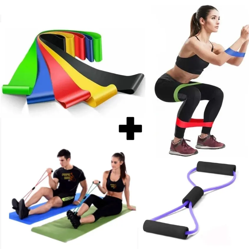 Kit Mini Band + Extensor Tubular com 5 Faixas