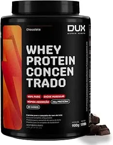 DUX HUMAN HEALTH Whey Protein Concentrado 900g Chocolate – 23g de Proteína e 5g de BCAAs por Porção